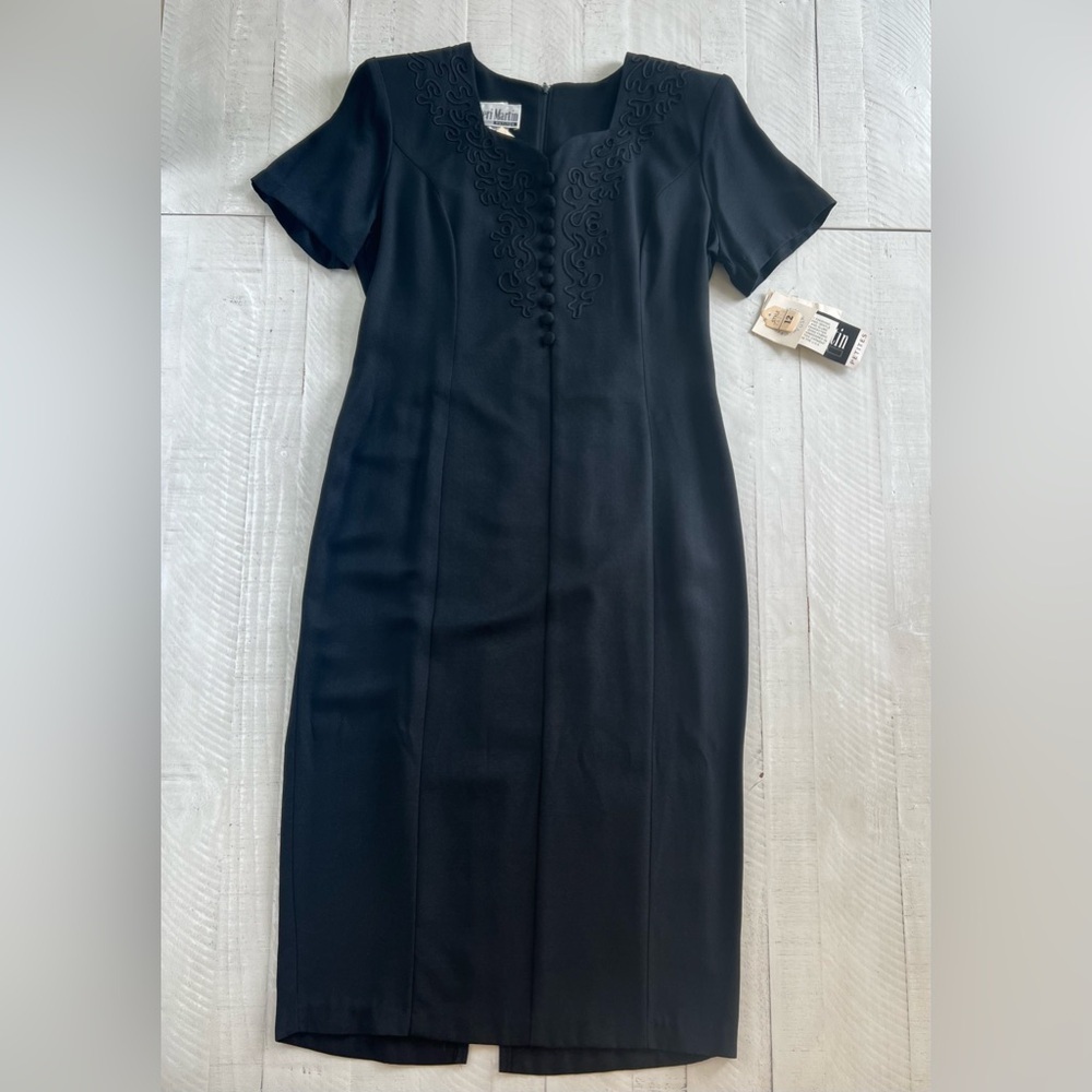 Vintage 90’s Y2KWitchy Goth NWT black maxi dress with embroidery and buttons 12